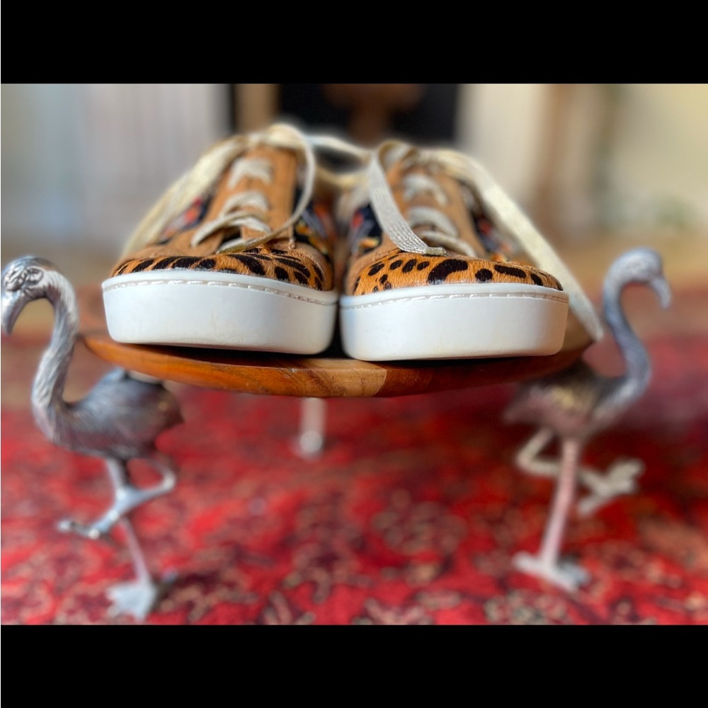 🎉H-P🎉 JOHNNY WAS Olivia Leopard Floral Women’s Embroidered Sneakers Comfy Sz 7 - Picture 13 of 16